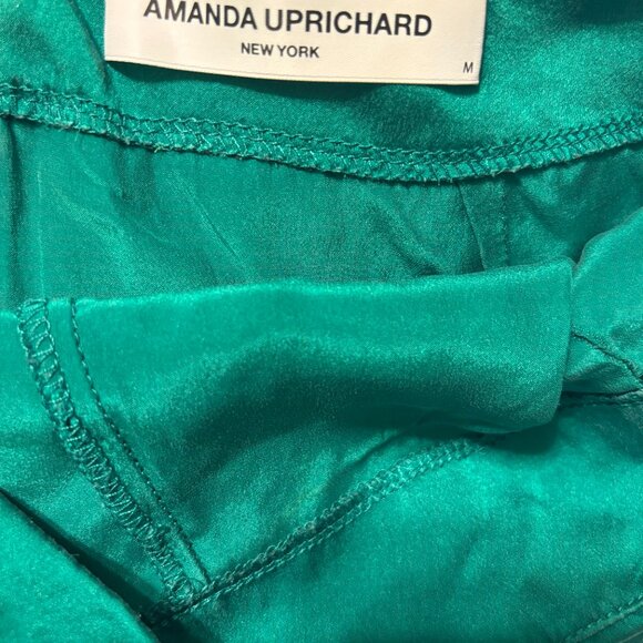 Amanda Uprichard Dale Emerald Green Silk Satin Slit Mini Skort Size Small - Picture 4 of 6